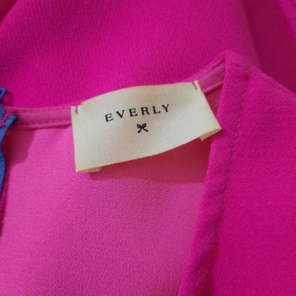 Everly Womens Hot Barbiecore Pink A-Line Dress Exposed Blue Back Zip Size Small - Picture 3 of 5